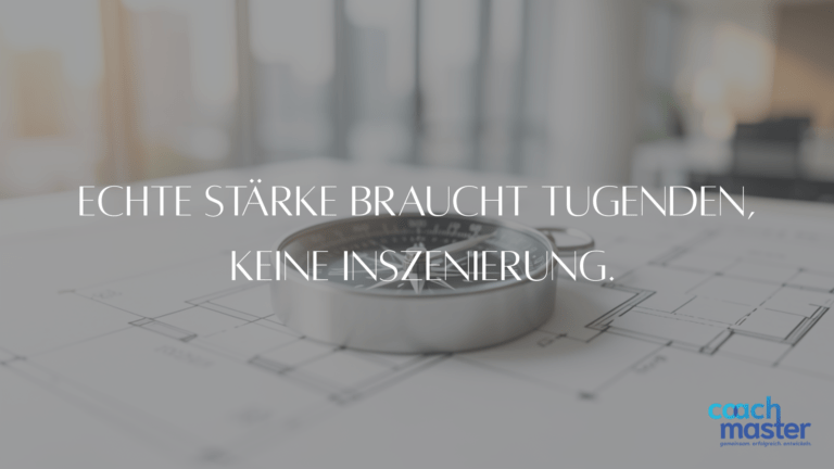 Moderner Kompass auf Bauplänen symbolisiert Werteorientierung und Führung – CoachMaster